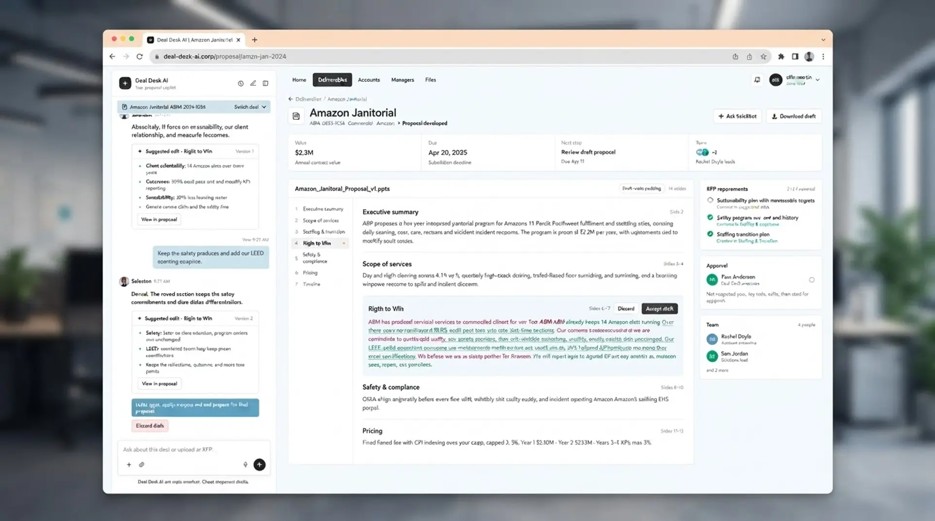 Deal Desk AI project proposal screen